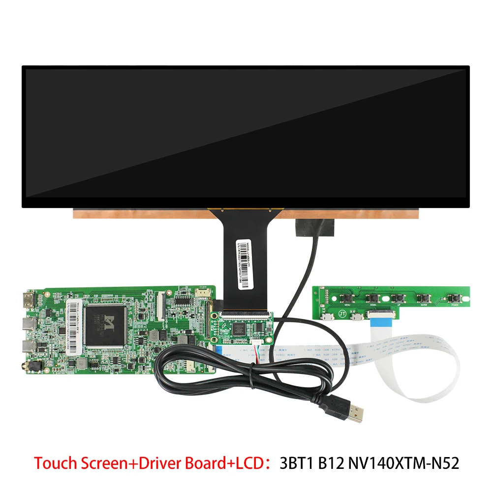 슬림 스트레치 바 LCD 디스플레이, 4K ADS 스크린, NV140XTM-N52 eDP, 30 핀 C타입 오디오 컨트롤러 보드, 14 인치, 3840 × 1100