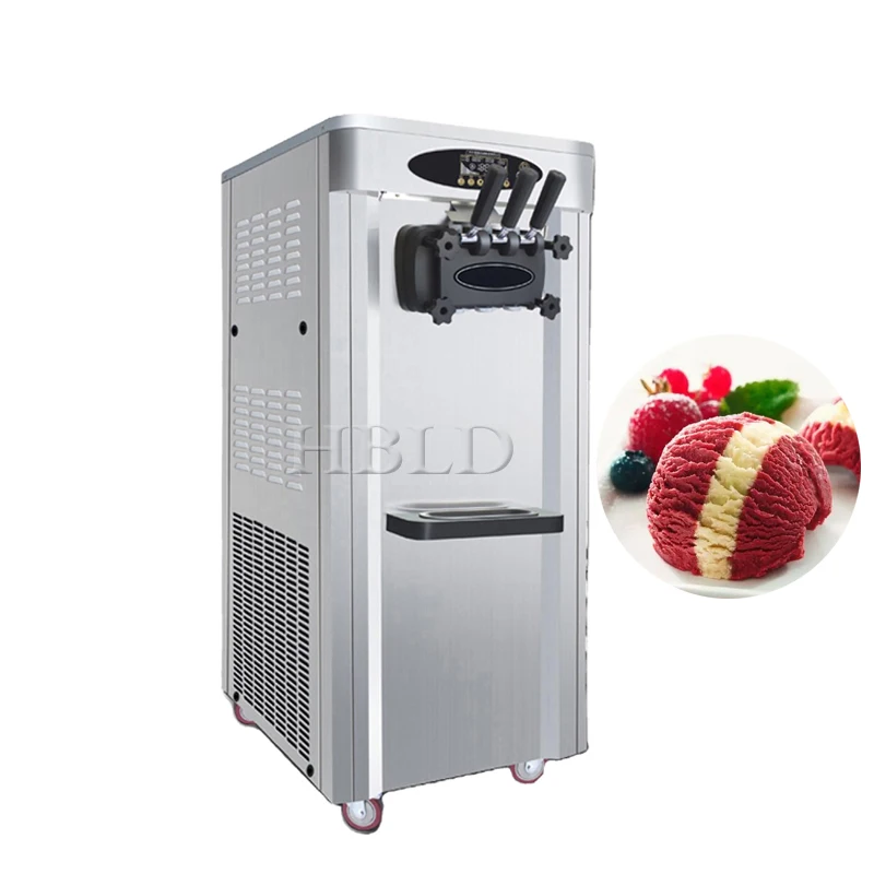 

Stainless Steel Vertical Soft Ice Cream Machine Multi Functional Three Flavors Frozen Yogurt Machine