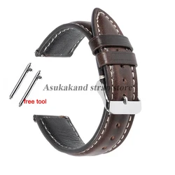 Universal Vintage Oil Wax Leather Watch Strap - Brown Head Layer with Pin Buckle - 18mm (Grey)