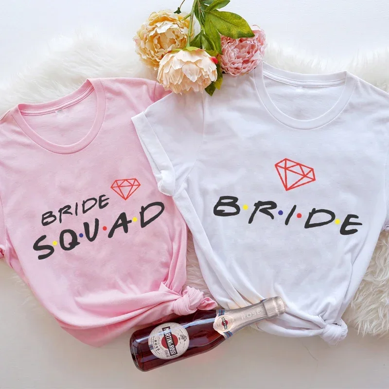 

Tees Bride Squad Bridesmaid Bachelorette Party Female Shirt Clothes Women Short Sleeve Summer T-shirts Lady Tops for Women 2023