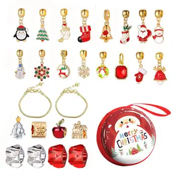 Christmas Advent Calendar Bracelet 24days Christmas Countdown Calendar Jewelry Gift Bracelets Christmas Themed DIY Bracelets tanie i dobre opinie CN (pochodzenie) Tkanina nietekstylna