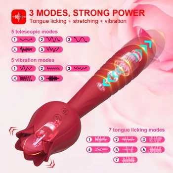 Rose Licking Vibrators for Women Telescopic Dildos Vibrador Feminino Clitoris Stimulator Powerful Vibrator Sex Toys for Adult 18 2