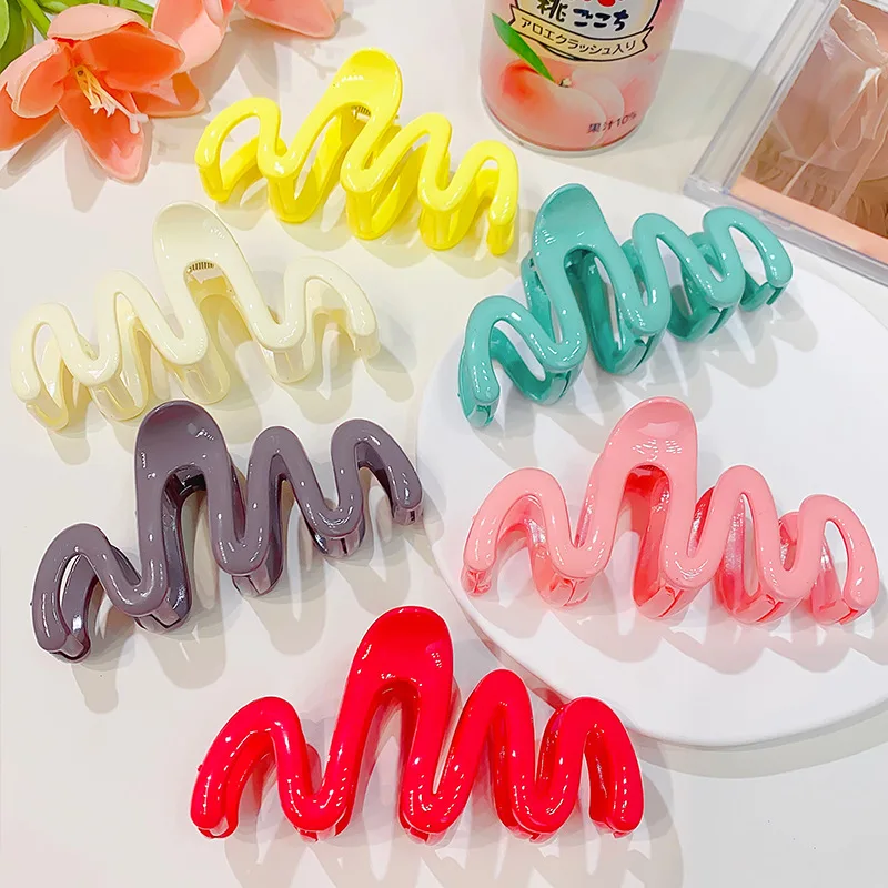 

Colorful Jelly Wave Hair Claw Hairpin Women Girls Fashion Design Sweet Elegant Simple Irregular Hair Clip Headwear Wholesale