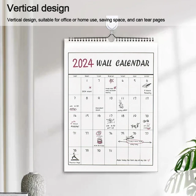 Calendrier mural multifonction pour la décoration de la maison,  planificateur de licence, cahier annuel, calendriers ménagers, bureau à  domicile, 2024 - AliExpress