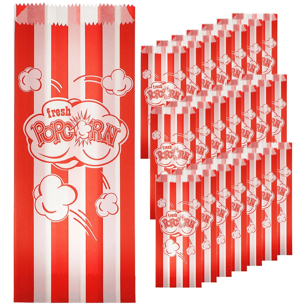 

50/100Pcs Popcorn Favor Boxes Movie Night French Fries Holder Snacks Candy Container Popcorn Packaging Oil Resistant Paper Bags