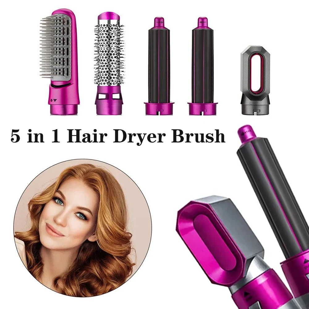 Electric Hair Dryer Brush One Step 5 Head Replaceable Hot  Air Comb Power Straightener Curly Blower 3 Heat Setting Anti Scalding 1pc soldering iron tip copper electric soldering iron external heat high power tip replaceable 75w 100w 150w 200w