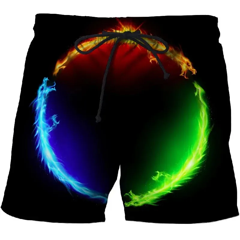 Summer Fashion Flame Pattern Shorts Pants Casual Men's 3D Printed Beach Summer Surfing Swimmers Men's Outdoor Shorts