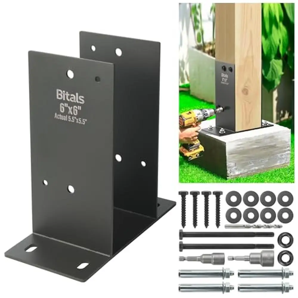 Post Anchor Bracket Stainless Steel 6x6x5.5 Deck Railing Fences Mailbox Gazebo Heavy Duty High-Quality Construction 1 Pack