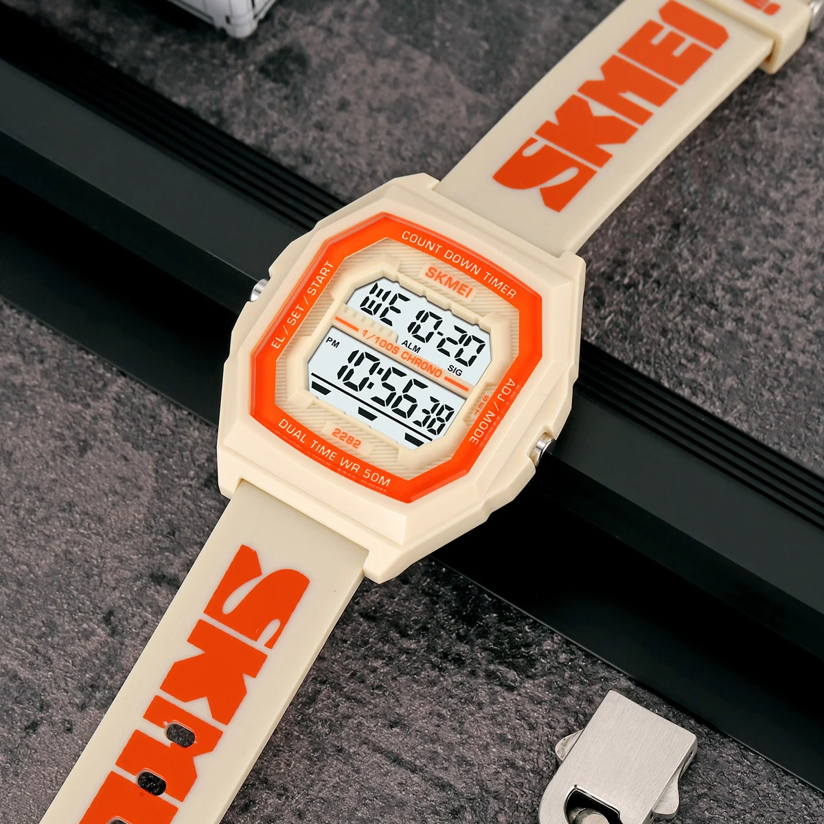 SKMEI Sport Digital Electronic Wristwatch For Men Women Student Fashion 5Bar Waterproof EL Light Chrono Watch Clock Reloj Hombre 2