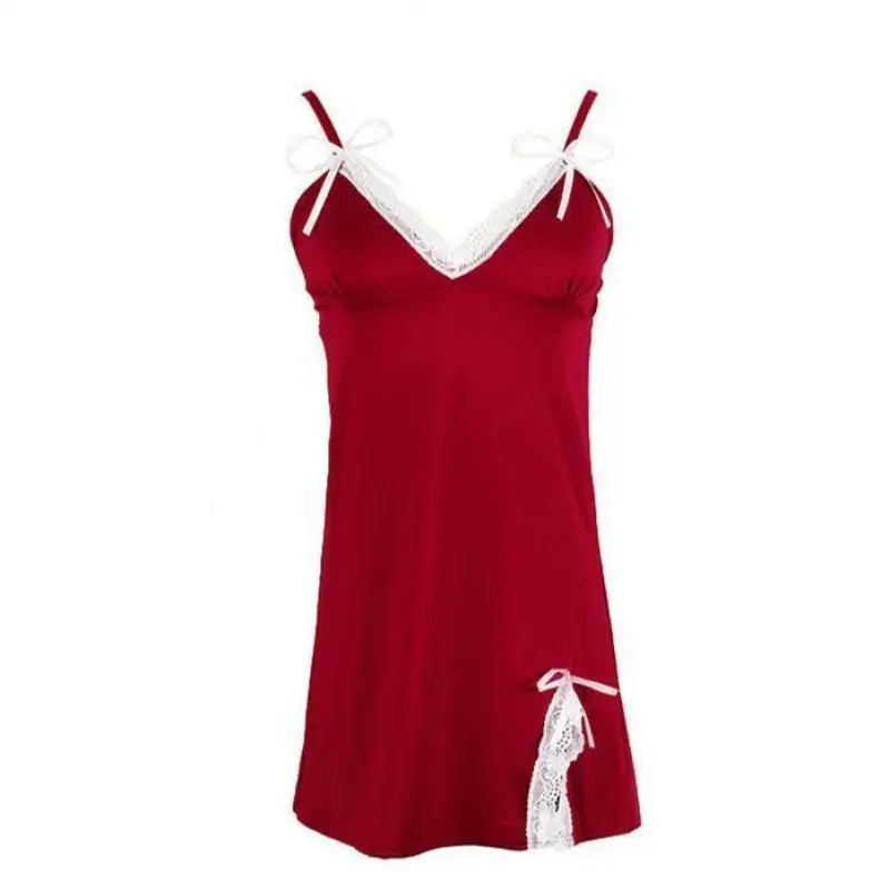 WomensNoCottonPadLaceSlingSleepingDressBowknotSexySplit