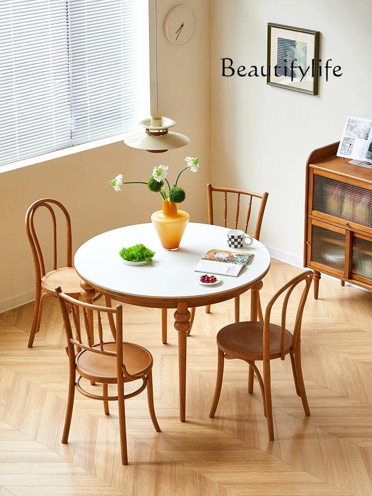 

Nordic Solid Wood Stone Plate Dining Table Simple Home round Dining Table