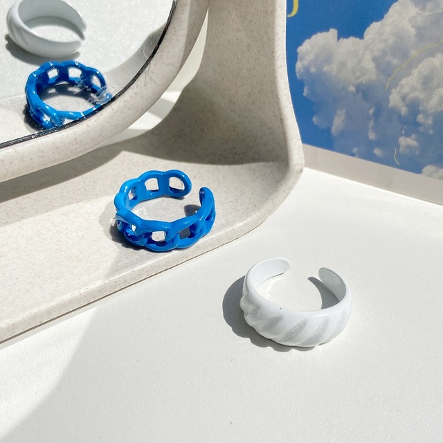 Ring Set Wholesale 2022 Summer Fashion Fruits Flowers Geometric Chain Candy Color Opening Rings Women Finger Jewelry