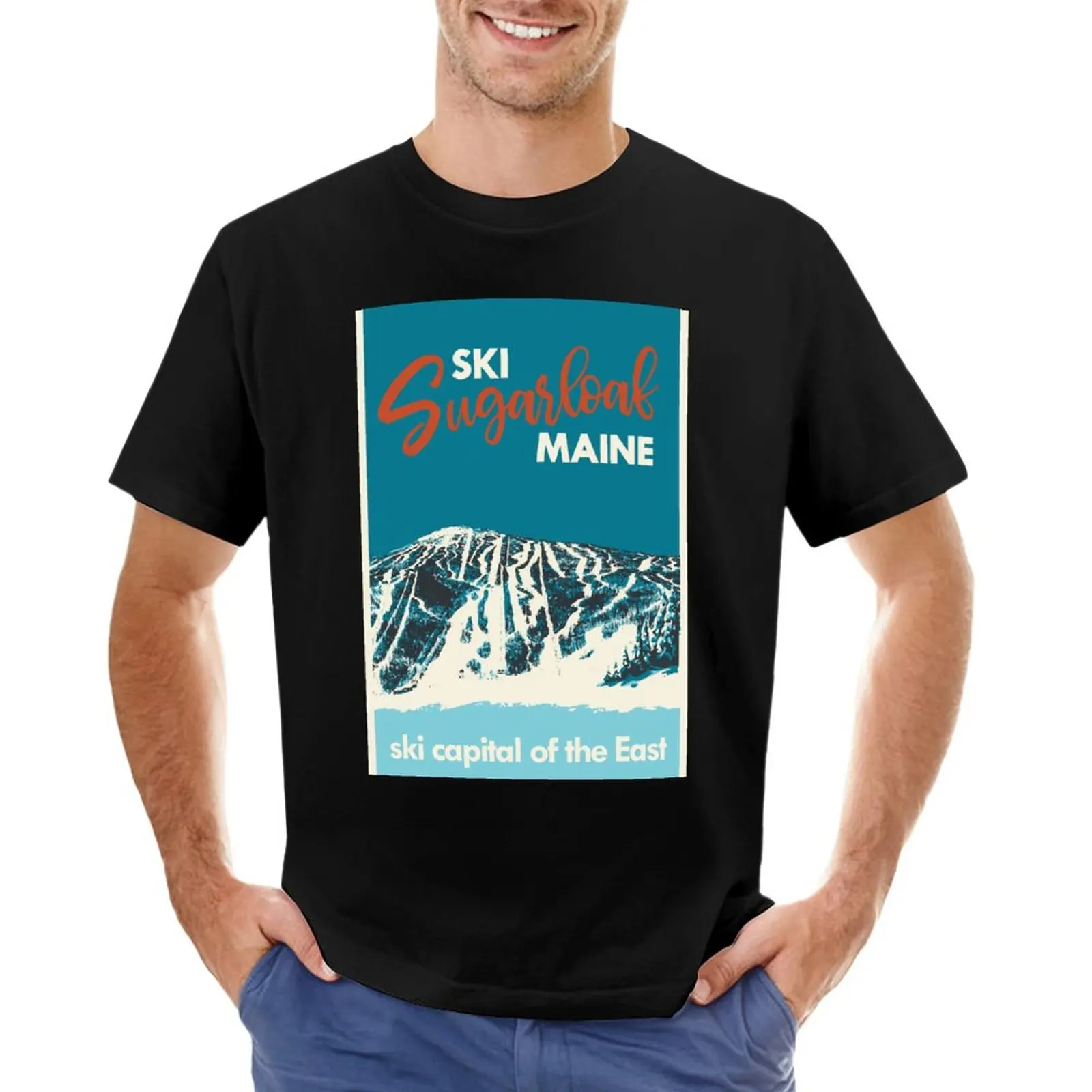 

Мужская винтажная футболка с изображением катания на лыжах
