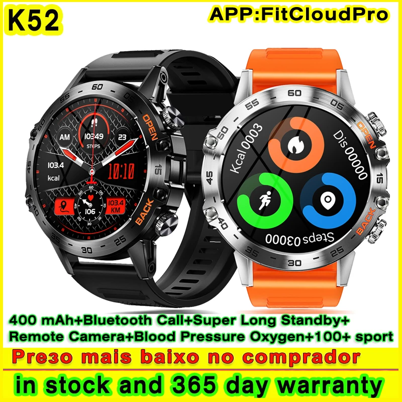 

Оригинальные мужские Смарт-часы K52 с Bluetooth, вызовами, пульсометром, тонометром, кислородом, 400 мА/ч, очень долгий режим ожидания, Смарт-часы