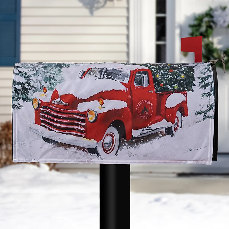 Christmas Mailbox Cover Happy New Year Merry Christmas Santa Claus Snowflake Decorative Mail Wraps Cover Letter Post Box