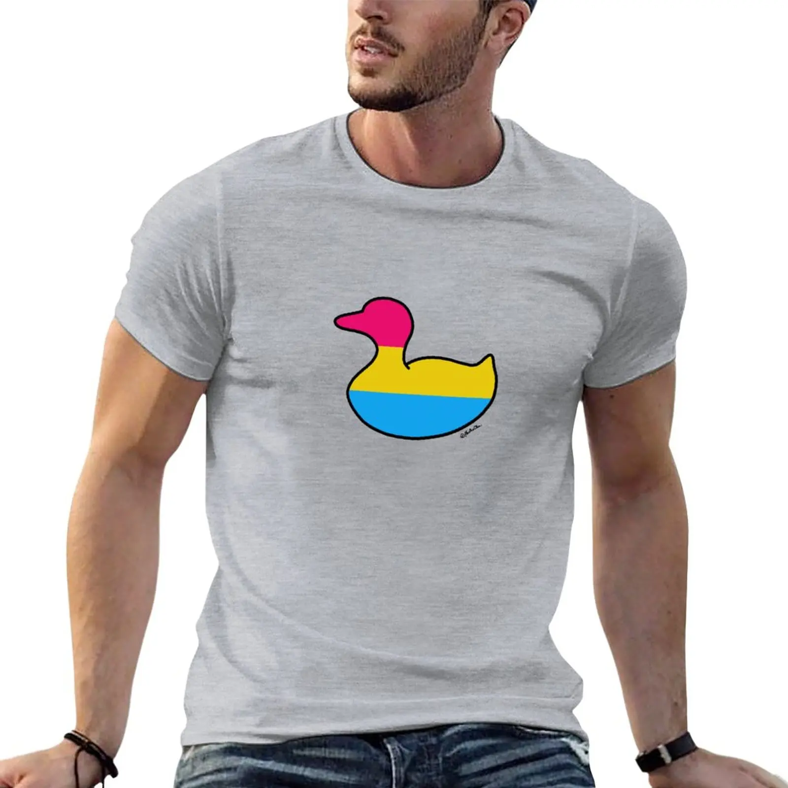 

Pan pride flag duck T-Shirt plus sizes customs design your own sweat shirts customizeds mens graphic t-shirts funny