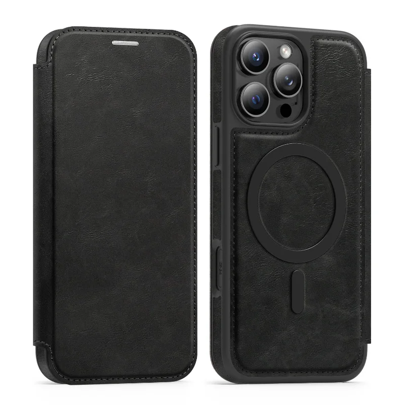 Magsafe Magnetic 360° Full Protection Leather Wallet Card Holder Phone Case