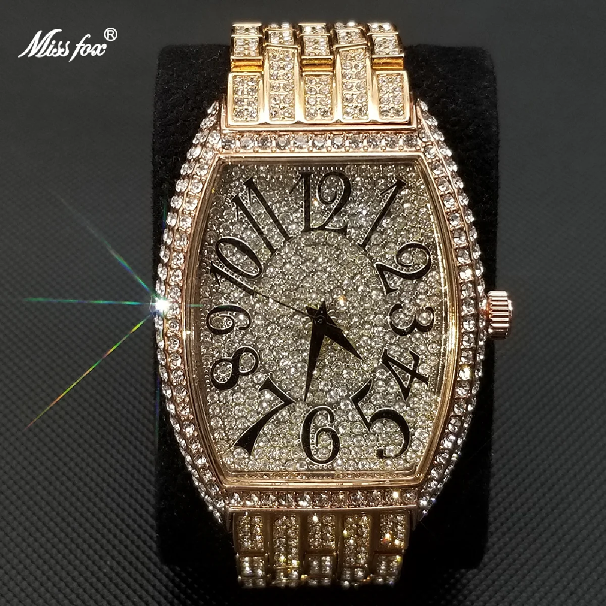 

New Ice Out Men Watches With Fully Small Moissanite Rose Gold Watch Top Luxury Brand Stainless Steel Rel��gio masculino 2023 New