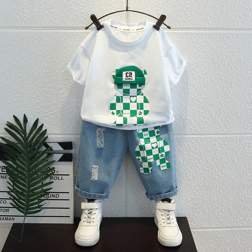 

Summer Fashion Baby Boys Clothing Sets Tops Bear T-shirt + Short Pants Pieces Set Children's Clothes Kids Boys 2-10 Years
