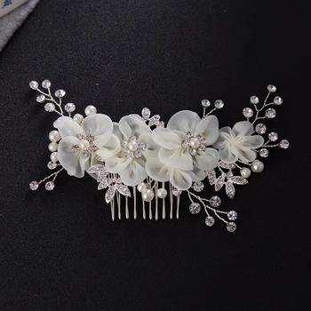 Flower Rhinestone Pearl Hair Clip Comb Headband Women Wedding Hair Jewelry Accessories For Women Bridal Tiara Headband Clip Gift 1