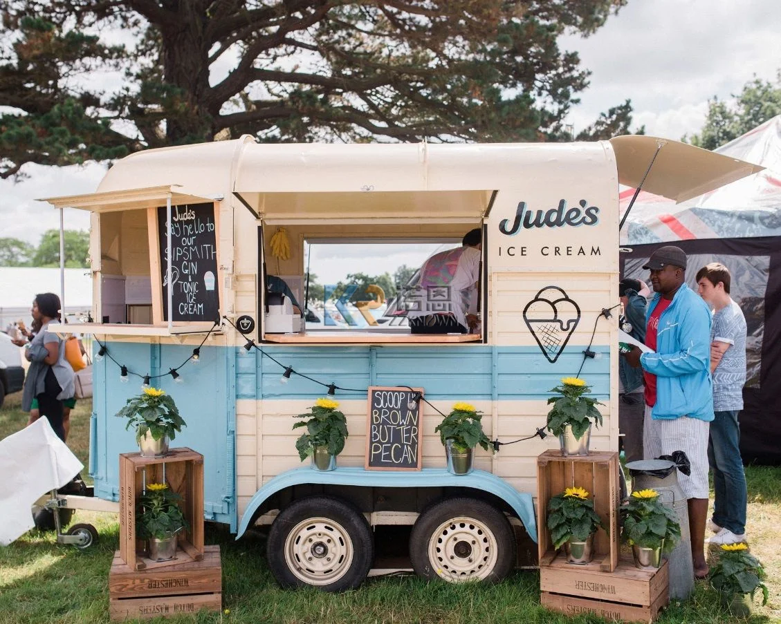 Novo estilo de rua comida reboque móvel barra cavalo comida caminhão café loja venda automática carrinho vintage móvel caminhões de alimentos sorvete carrinho