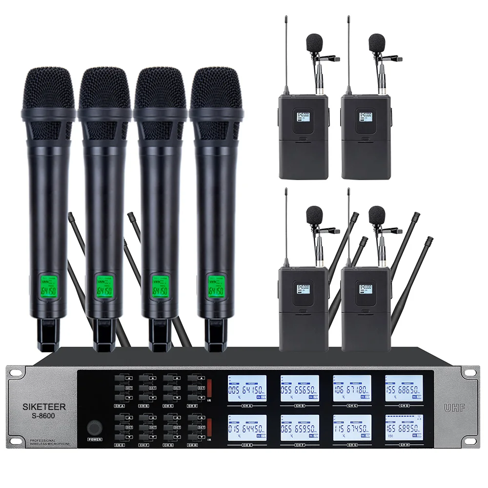 Microfono wireless UHF professionale tutto in metallo shell microfono  portatile lavalier stage performance microfono per confere