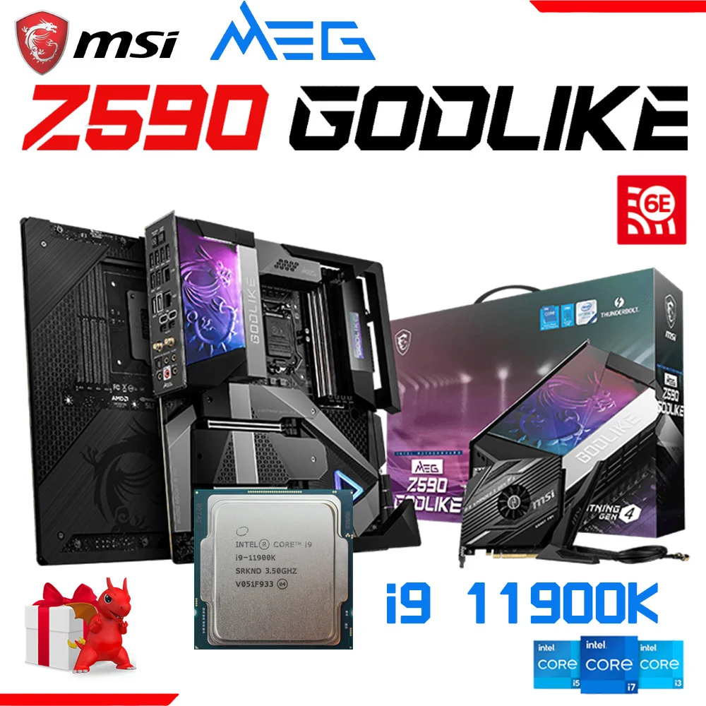 

New Intel Core i9 11900K Processor With MSI MAG Z590 GODLIKE DDR4 USB PCI-E 4.0 LGA 1200 SATA ATX Intel Z590 GAMING Mainboard