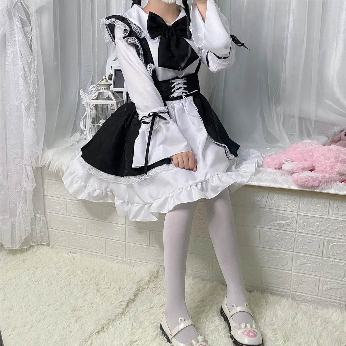 Vintage Gothic Lolita Maid Dress Damen Japanese Kawaii Cosplay Kostüm 6