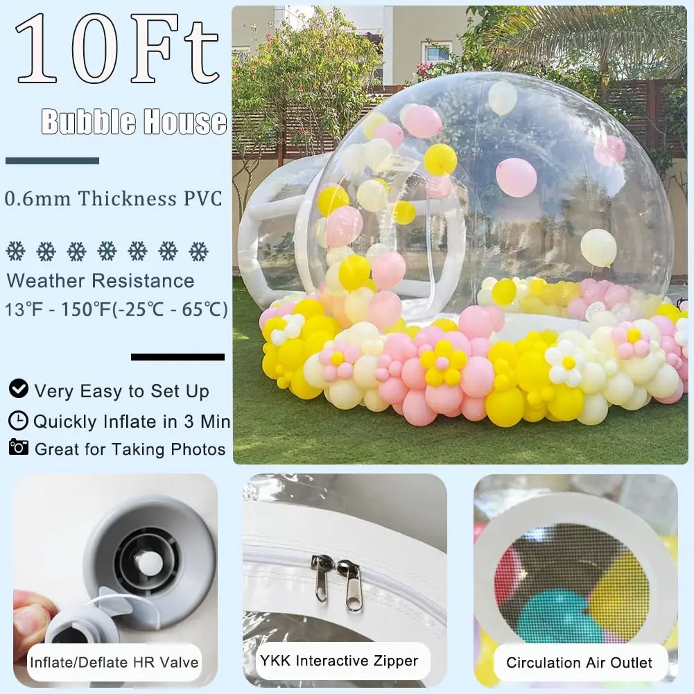 8.2/10FT USA Stock Balloon Inflatable Bubble House with Bubble Transparent Dome House Children's Indoor and Outdoor Party 5