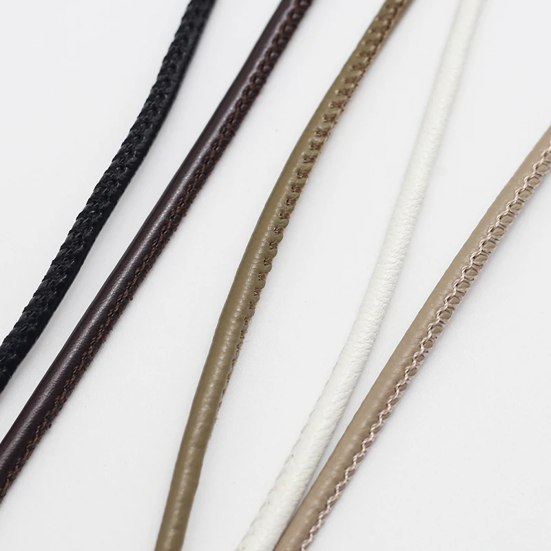 2M colored high quality round leather rope 3mm round/flat strand PU rope suitable for necklace bracelet DIY jewelry