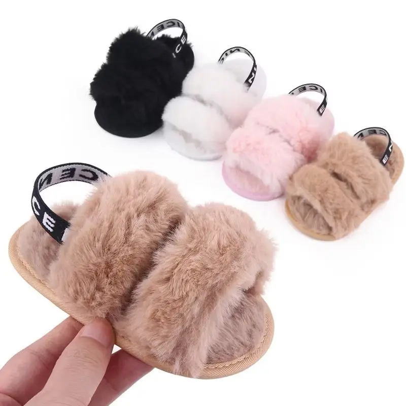 Fashion Letter print style Cute Soft Sole baby sandals Plush Slippers newborn baby girl boy
