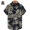 Summer Fashion Men's Short Sleeve Casual Printed Shirt Flowers Horror Skull Print Vacation Travel Oversized Top Size S-5XL 2