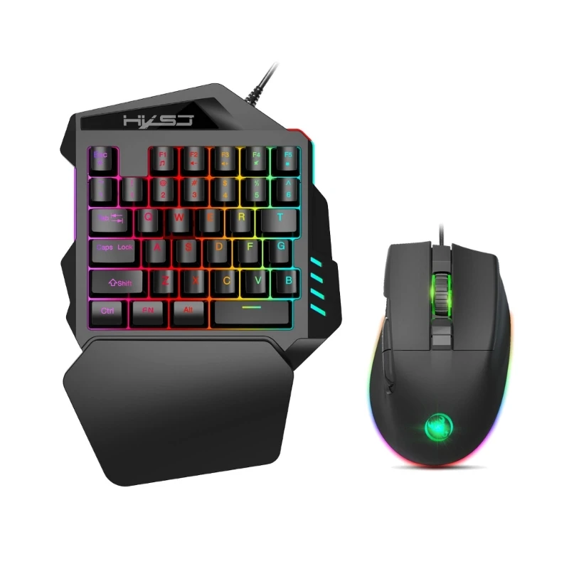 

Механическая игровая клавиатура Мини-клавиатура со светодиодной подсветкой RGB для одной руки и набором мыши A905 для ПК 35