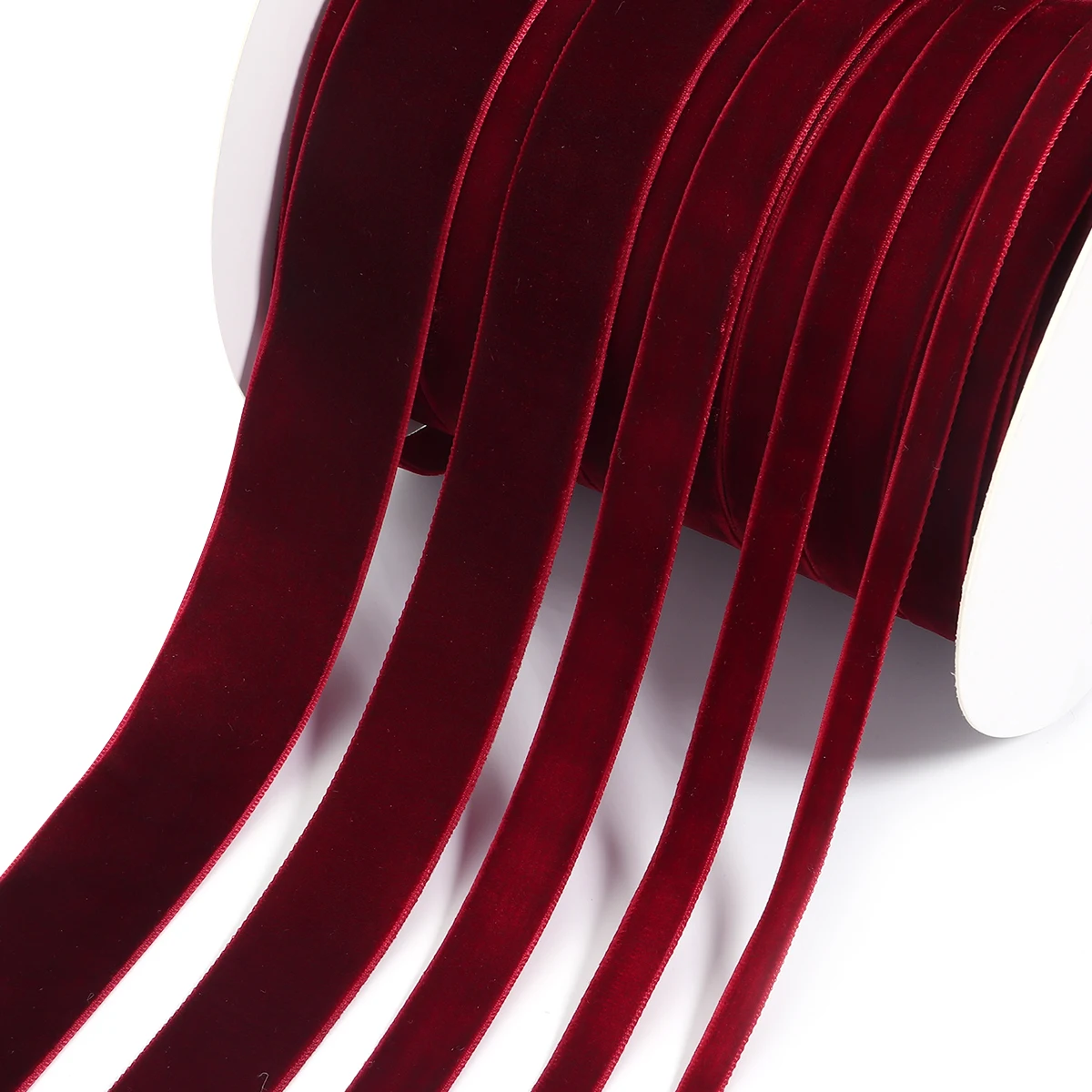 5-10 Yards 6/10/15/25/32 mm weinrotes einseitiges Samtband handgemachte Schleife Geschenke Blumenstrauß Verpackung DIY Weihnachtsfeier Dekoration