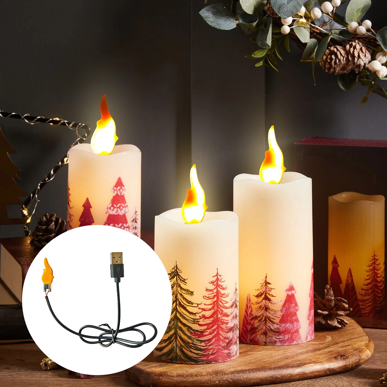 Flame Shaped Bulb USB 5V Christmas Flame Tip Lights Bulb Plug and Play Design for Indoor Outdoor Party Patio Home Decor