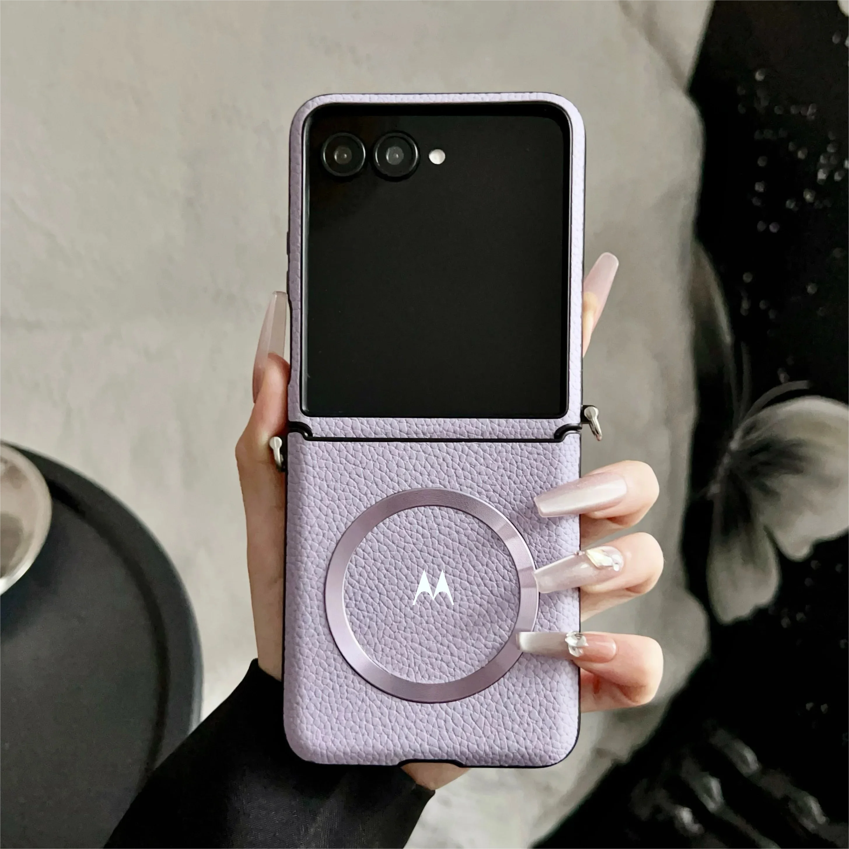 Luxury PU Leather Magnetic Shockproof Cover with Magsafe Wireless Charging