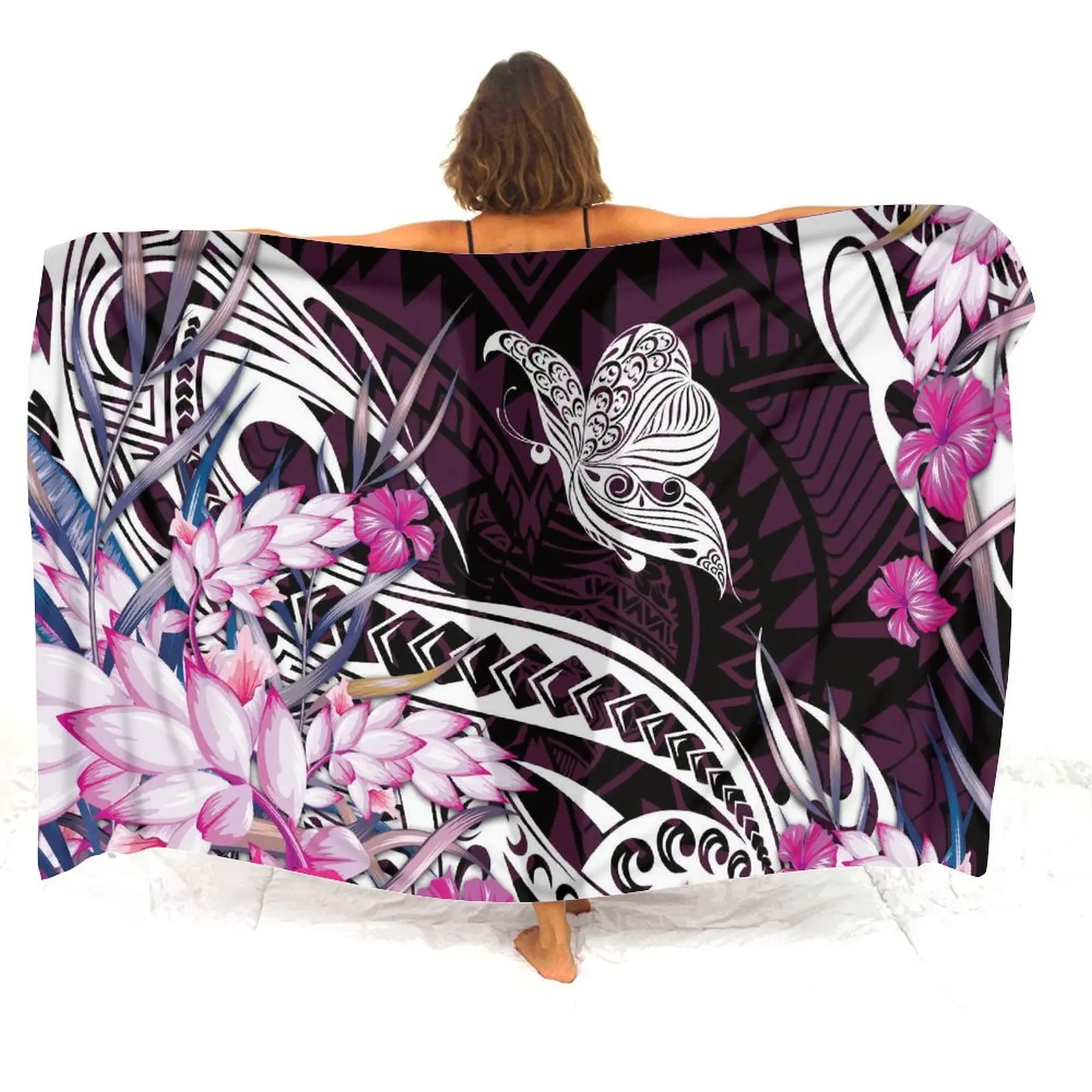 Sarong Custom Polynesian Art Pattern Beach Hawaiian Vacation Ladies Sarong Ethos Sciarpa Seaside Party Bikini Coat Sarong