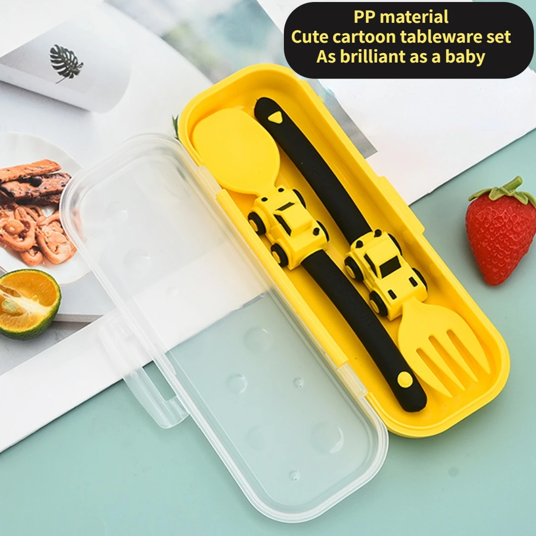 Fork Spoon Set Baby Utensils Kids Racing Cartoon Design Cutlery Children Tableware Training Feeding