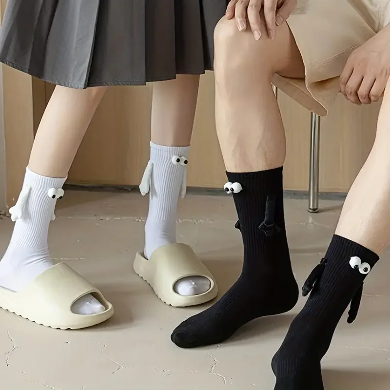 1-5PCS Kids Magnetic Pull Hand Cotton Sock Mid Calf Cute Baby Socks for Boys Girls Christmas Halloween Holiday Casual Daily Wear