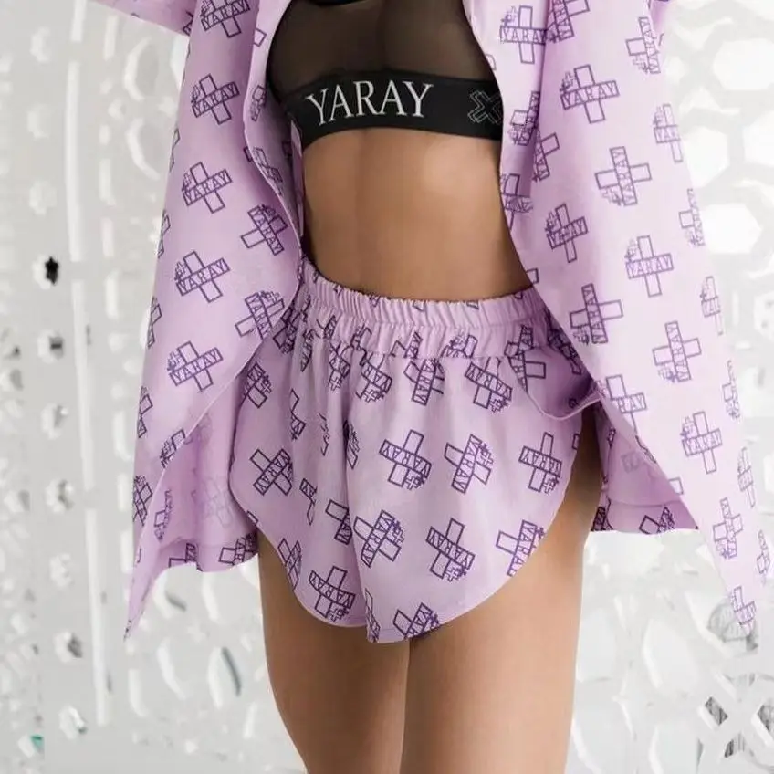 Fashion Loose Print 2 Piece Sets Womens Outfits Casual Lace-Up Long Sleeve Robes With High Waist Shorts Set Homewear
