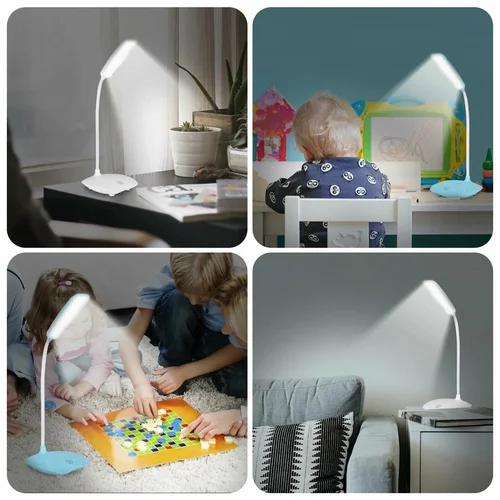 LED 3 단 터치 디밍 독서 램프, USB 충전 플러그인 흰색 따뜻한 눈 보호 학생 테이블 조명, 공부 야간 조명 4