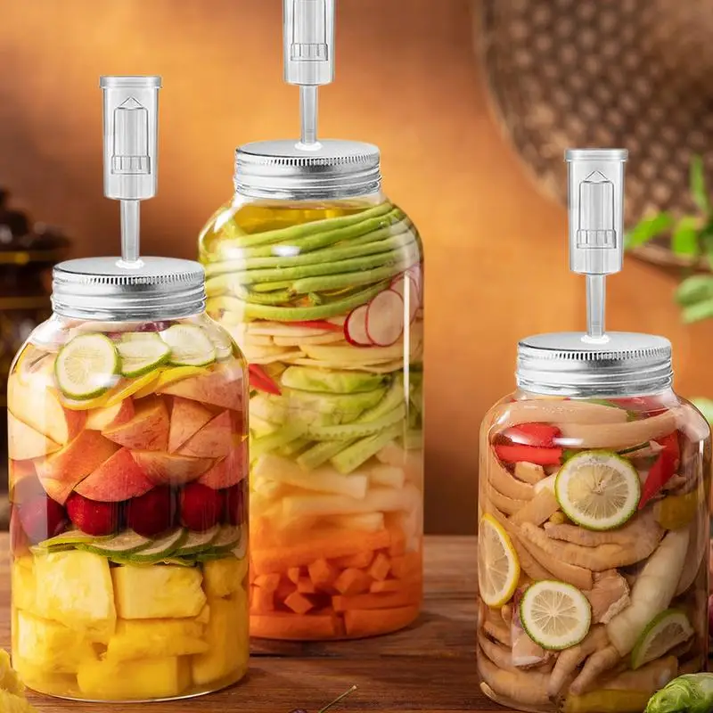 4-Pack Fermenting Kit With Intelligent Air Valve Fermenter Presser Silicone Seals Household Kitchen Supplies For Pickles Making