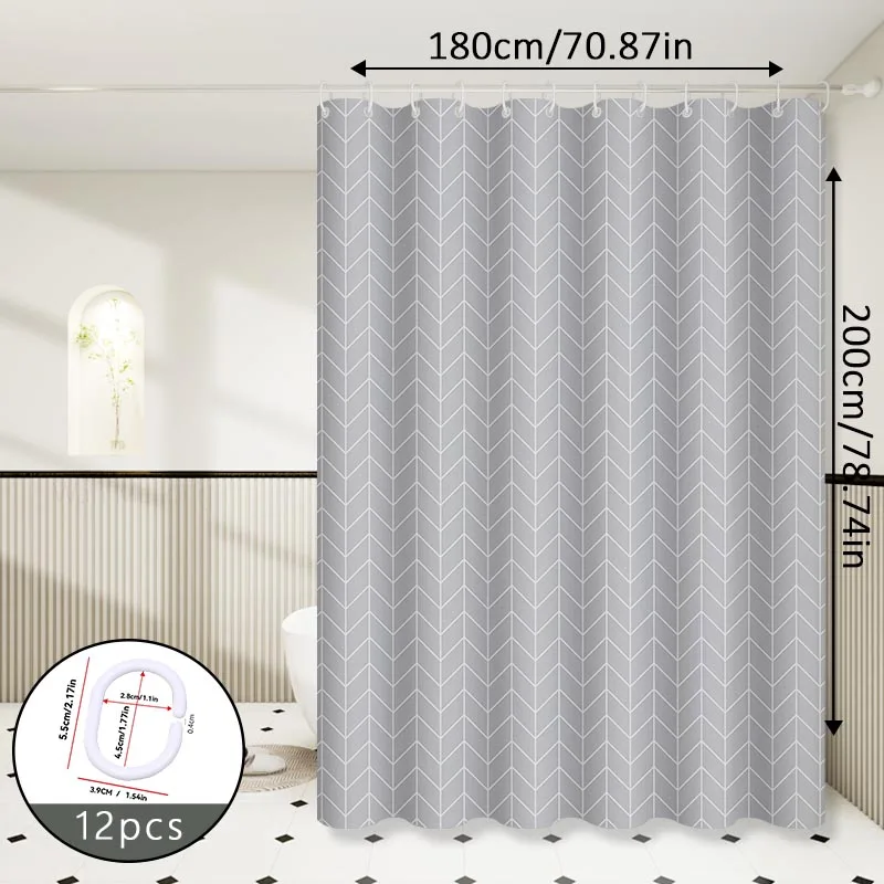 Gray Grid Pattern Versatile Shower Curtain for a Minimalist High-End Bathroom