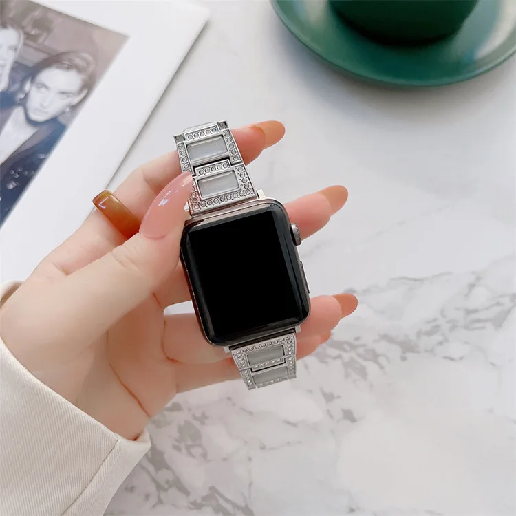 2025 hochwertiges, luxuriöses, mit Diamanten besetztes Edelsteinarmband für Apple Watch Ultra1/2 49 mm S10/S9/S8/S7-S3 für iwatch Serie 46/45/44/42 – Detail 17