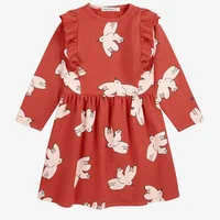 2024 Autumn winter designer British style girl's printed dress Little girl patchwork pleated skirt pure cotton base top short sk 3
