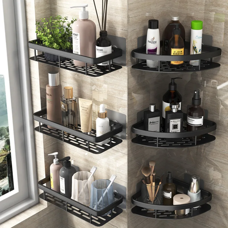 Corner Shower Caddy, 1 Pack Self Adhesive Bathroom Organizer, No Drilling  Bathroom Storage Shelves Shower Rack, Wall Mounted Shampoo Holder Rack for  RV Apartment Kitchen (1 Pack-Black) 