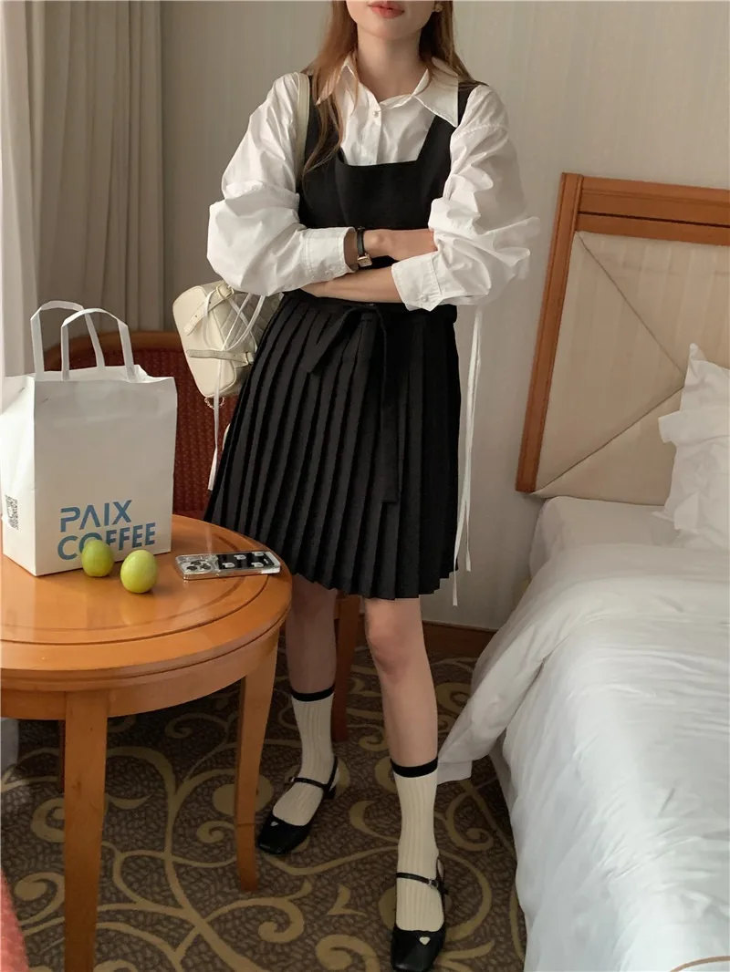 Women Dresses Sundress Spring Blouse 2 Piece Suit Sleeveless Vintage Female Girls Dress Suits Femme Vestido Sell Separately