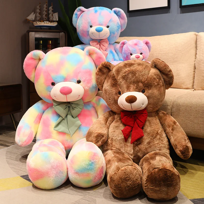 

New High Quality Colorful Teddy Bear With Bowknot Stuffed Animals Bear Plush Toys Doll Pillow Kids Lovers Birthday Baby Gift