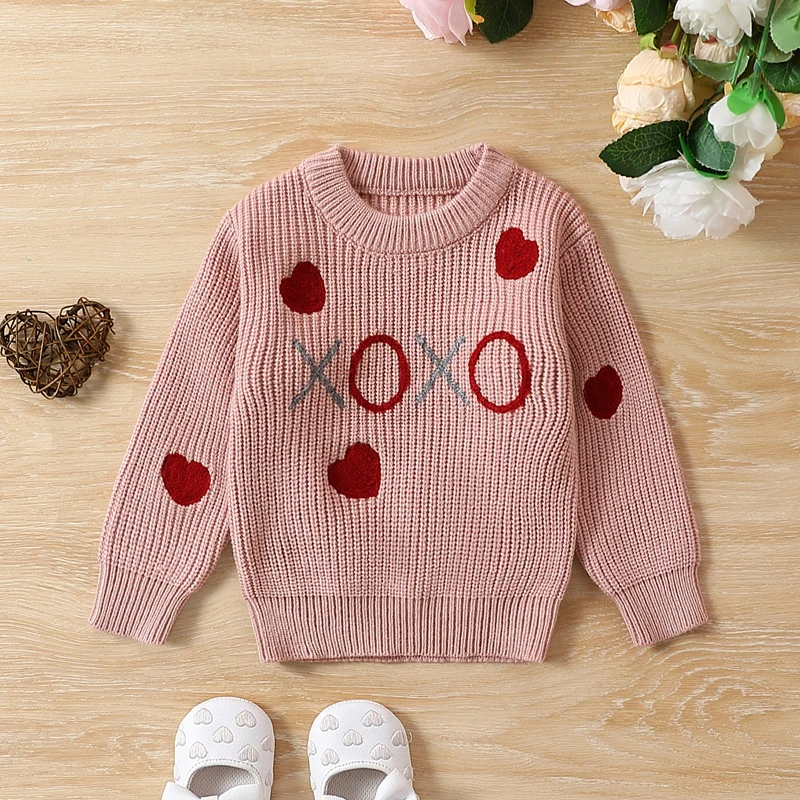 

Listenwind Baby Girl Valentine’s Day Sweaters Cute Long Sleeve Heart Embroidery Knit Pullovers Jumper Tops For 3-36 Months