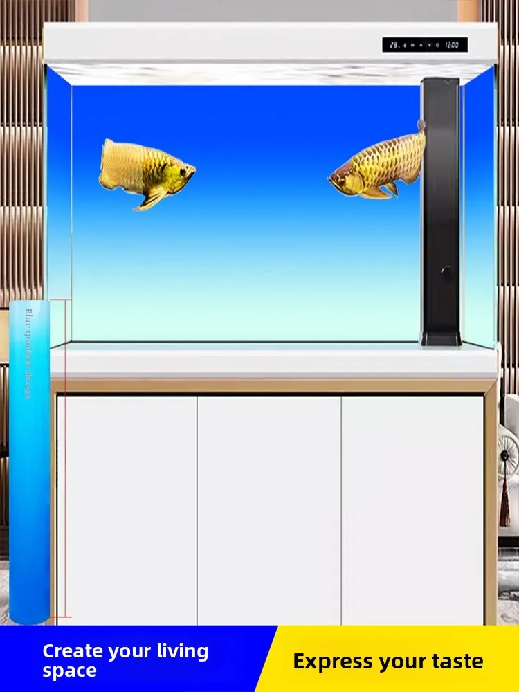 High Defn Blue White adient Aquarium Baund Stier Self Adhesive Waterproof Fi Tank Decorative Wall Paper